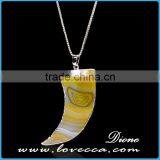 Ivory Shape Genuine Natural Agate Necklace Crystal Stone Pendant Necklace thumbnail-4