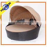 Outdoor High Quality Rattan Wicker Round Daybed With Canopy