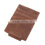 Crazy Horse Leather OEM Branded Money Clip Front Slim Minimalist Mens RFID Blocking Leather Money Clip thumbnail-3