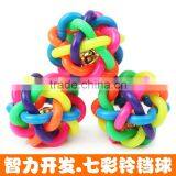Hot Selling Pet Color Sounding Toy Ball Colorful Bell Knitting Ball 9.5cm Large Puzzle Toys thumbnail-2