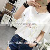 2017Wholesale OEM Eco-Friendly Unique Design Amazing Quality Hot-selling Best Choice Short Sleeve Casual Lady T-shirt TC(70/30) thumbnail-3