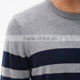Crew Neck Preppy Style Contrast Striped Cotton Pullover Mens Latest Sweater Design thumbnail-3