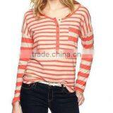 WOMEN'S STRIPED LONG SLEEVE DESIGNER T SHIRT