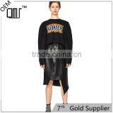2017 OEM Spring Asymmetrical Black PU Knee Length Skirts thumbnail-1