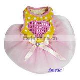 Bling Heart Yellow Polka Dots Pink Tutu Pets Dogs Party Dress XS-L thumbnail-1