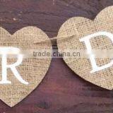 Hessian Burlap Hearts Rustic Vintage Wedding CARDS Mini Bunting Banner Sign thumbnail-2