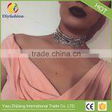 Multiple Layers Rhinestone Crystal Choker Necklace for Women New Fashion Jewelry thumbnail-1