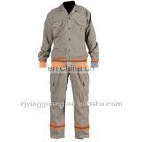 100% Cotton Twill Fabric Long Sleeves Safety Work Coverall With Reflective Tape