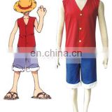 ShunShineFun-Free Shipping One piece Monkey.D.Luffy Two Years Ago Red Anime Cosplay Costume