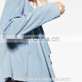 Light Blue Casual Suede Lapel Jacket , Artificial Schammy Jacket thumbnail-4