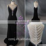 2016 Black Bead V Neck Side Split Sexu Back Open Evening Dress thumbnail-1