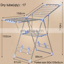 Standing X-shape Drying Rack Clothes Bathroom Stainless Steel Clothes Hanging Drying Rack thumbnail-5