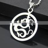304 Stainless Steel Round Dragon Pendant Necklace thumbnail-3