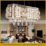 Big Square LED Crystal Short Chandelier With Clear k9 Crystal With Lighting Remote Control thumbnail-3