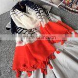 2016 Spring New Style Fashoin Stripe Print Big Shawl Long Style Voile Scarf With Tassel thumbnail-2