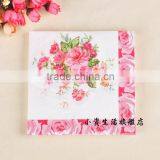 Fancy BIG Flower Pattern And Pink Lace Food-grade Printed Tissue Paper Napkin for the Restaurant, Event Decoration
