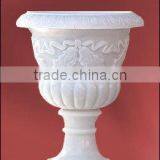 Stone Planter Pot Flower Marble Hand Carved Sculpture for Home Garden