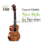 Concert Ukulele 23'' Inches Solid Koa Hawaii High quality Electric 4 strings Ukulele+Bag