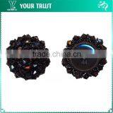 Black Chinese Knot Bugle Bead Shank Cover Chinese Frog Button thumbnail-4
