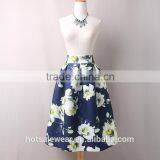 Modern Women Pattern Midi Length Skirt Floral Printed A Line Knee Length Skirt PH-9218 thumbnail-2