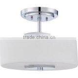 Polished Chrome Semi-Flush Mount Ceiling Fixture With Oval Glass Shade thumbnail-1