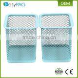 EasyPAG 2 Pcs 2.8 Inch Blue Square Metal Mesh Maganetic Pen Pencil Holder thumbnail-2