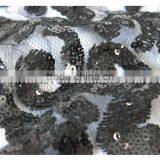 New Design Round Eye Net Fabric With Embroidery Sequin, Black Sequin Flower Tulle Fabric for Wedding Dress thumbnail-5