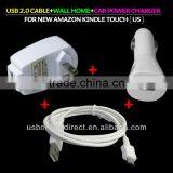 Wholesale Factory Price 3 in 1 Home Wall Charger + Car Power Charger +usb 2.0 Cable for New Amazon Kindle(US) thumbnail-1