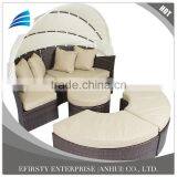 Outdoor Patio Rattan Wicker Sofa Bed Round Retractable Canopy Daybed thumbnail-2