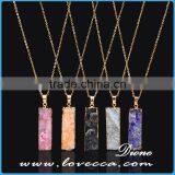 Gold Plated Retancgle Raw Agate Crystal Jewelry Druzy Geode Necklace