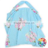 Beautiful Flower Printed Light Blue White Dots Cotton Fabric Baby Nursing Cover ,Baby mum Breastfeeding Poncho Cavers