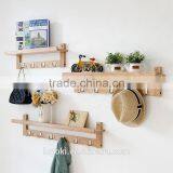 Entryway Wall Shelf With Metal Hooks Eco-friendly Bamboo Coat Rack