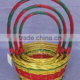 Round Colorful Willow Basket With Handles thumbnail-1