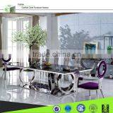 A8068 Modern Stainless Steel Dining Table Legs With Glass and Chair Sets thumbnail-1