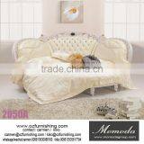 2050# Luxury Romatic Cream White Crystal Button European Rococo Style French Carved Round Bed Furniture Set thumbnail-1