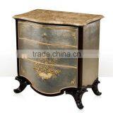 Royal Elegant English Style Victorian Silver Floral Painted Solid Wood Crown Bed With Matching Bedroom Items BF12-05244a thumbnail-3