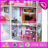 2017 Best Luxurious and Attractive Six Rooms Wooden Doll House Play for Kids W06A245 thumbnail-4