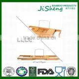 100% Bamboo Bathtub Caddy With Extendable Sides, Cellphone Tray & Integrated Wine Glass Holder thumbnail-5