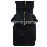 Black Evening Dress,off Shoulder Peplum Straight Slim Fitting Metal Zipper Back Sexy Peplum Dress thumbnail-4