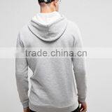 Custom Long Sleeve With Hood Contrast Pocket Longline Grey Men's 84% Cotton 16% Polyester Casual Fleece Pullover Hoodies thumbnail-2