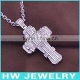 HWMCP1305 Micro Pave Setting Small Wooden Cross Pendant thumbnail-1