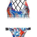 Ladies Fashion Print and Cross Strap Bikini thumbnail-2
