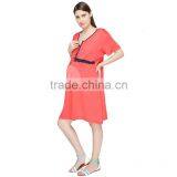 OEM Red Cotton Maternity Sleepwear Dresses Cheap Maternity Sleepwear thumbnail-3