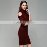 Zm50246b Europe Hot Sell Lady Sweater Dress Sexy off Shoulder Long Knitwear Women thumbnail-3