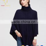 Turtleneck Cashmere Poncho 100% Cashmere Poncho Pullover Wrap thumbnail-1