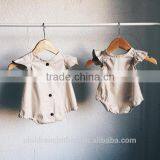 Wholesale Boutique Summer Baby Clothes Flutter Sleeve Stripes Linen Romper thumbnail-1