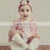 S33587W Pink Lace Flower Embroidery Sweet Romper Baby Girls Romper thumbnail-1