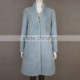Myfur Light Blue Genuine Sheep Shearing Fur Overcoat Women Winter Coat