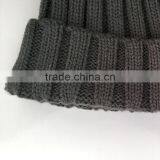 Myfur Dark Grey Knitting Hat for Adults With Real Fox Fur Pompom thumbnail-3