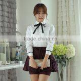 High Schoo Girl l Uniform Designs White Long Sleeve Shirt and Grid Skirt School Uniforms Wholesale thumbnail-1